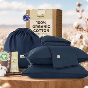 lot 11053 image: Bedsure PureWoven 100% GOTS Certified Organic Cotton Sheets, Queen Size