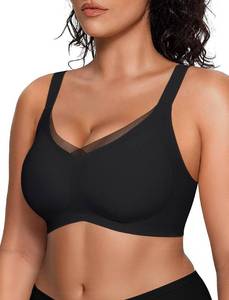 lot 12719 image: Vertvie Wireless Jelly Bra Seamless Supportive Crossover, Black, XXL