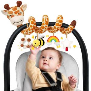lot 12738 image: Stuffed Spiral Car Seat Baby Toys 6-12 Months, Infant Giraffe Sensory Toys Hanging Stroller Accessories, Newborn Shower Gifts for Baby Boys Girls Essentials  Cute Colorful Giraffe