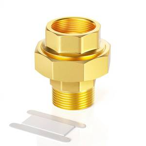lot 12747 image: GASHER 1 NPT (F x M) Brass Union Pipe Fitting