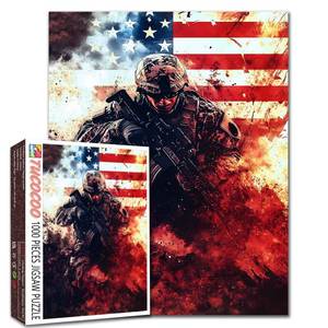 lot 12748 image: American Soldier Jigsaw Puzzles for Adults 1000 Pieces American Flag Jigsaw Puzzle Art 20 x 27 Inches 4th of July Puzzles for Home Decoration Patriotic Puzzle Perfect for Holiday Game Nights