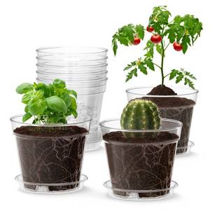 lot 12751 image: WSMKSZ 4 Inch Clear Nursery Pots, 8 Pack Highly Transparent Plant Pots for Small Indoor Plants with Drainage Holes and Trays, Plastic Seedling Starter Planters for Flowers