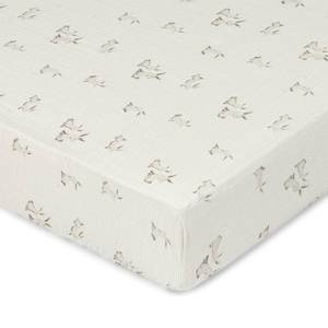 lot 12756 image: Crane Baby 100% Organic Cotton Gender Neutral Animal Nursery Bedding, Fitted Sheet, Soft Breathable GOTS Certified Cotton, Bunny Crib Sheet