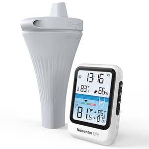 lot 12768 image: Pool Thermometer Floating Easy Read, Digital IPX8 Swimming Pool Thermometer Wireless, Water Temperature Gauge with Indoor Temperature, Floating Thermostat for Hot TubFish Tank, Grayish White