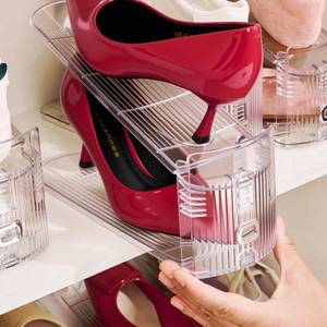lot 1018 image: TOOKNIN Adjustable Shoe Stackers 12-Pack Transparent