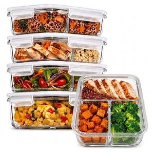 lot 1021 image: Prep Naturals Glass Meal Prep Containers 5-Pack 34oz