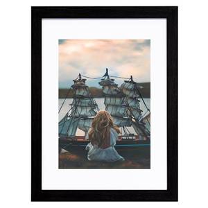 lot 1058 image: EVQUIT Gallery Picture Frame A5 with A6 Mat Freestanding Wall Mountable Black