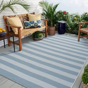lot 1070 image: OJIA Striped Washable Outdoor Area Rug 5 x 7