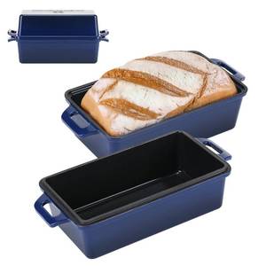 lot 1089 image: Northriver Casting Enameled Cast Iron Bread Pan 9x5 2-Piece Set