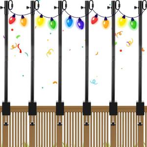 lot 1098 image: Yetene Deck String Light Pole 3 Adjustable Clamp 63 4-Pack