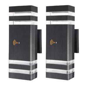 lot 1110 image: 2 Pack Dusk to Dawn Outdoor Wall Lights LED
