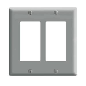 lot 2223 image: Leviton 2-Gang DecoraGFCI Wallplate, Gray