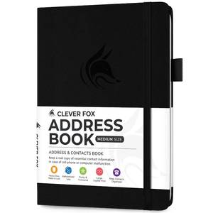 lot 2257 image: Clever Fox Address Book with Alphabetical Tabs, Medium Black