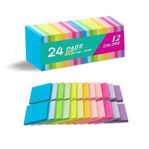 lot 2283 image: Vanpad Sticky Notes 3x3 Inches, 24 Pads Bright Colors