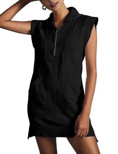 lot 2359 image: Qiaomai Womens Half Zip Sweatshirt Dress Mini Black L