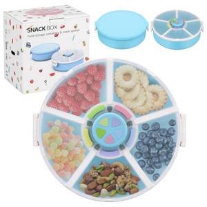 lot 2398 image: Pawtong Reusable Snack Box 5 Compartment with Lid, 2 Pack Blue
