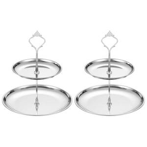 lot 2415 image: uxcell Tiered Round Stainless Steel Cupcake Stand Serving Tray 2 Sets Silver