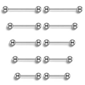 lot 2466 image: Surgical Steel Tongue Rings 14G 5-Pair Set