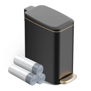 lot 7680 image: Stainless Steel Step Trash Can with Soft Close Lid, 6L
