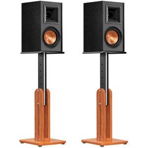 lot 7681 image: CABTE Solid Wood Speaker Stands Pair 17-27  Retail $109.99