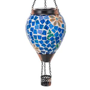 lot 7690 image: Dreamskip Hummingbird Solar Lantern Blue Mosaic