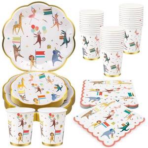 lot 7691 image: Maxdot Animal Parade Disposable Party Tableware Set 240 Pc