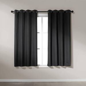 lot 7705 image: Amazon Basics Faux Linen Blackout Curtain Panels 2-Piece Set 42 x 63 In Black