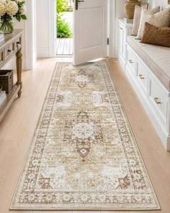 lot 7707 image: DEXI 3x8 Runner Rug Vintage Floral Beige