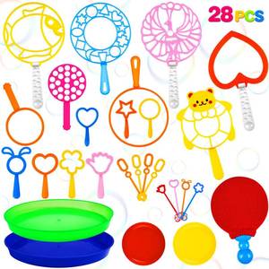 lot 7712 image: Big Bubble Wand Bulk Set 28 Pcs with Bubble Trays