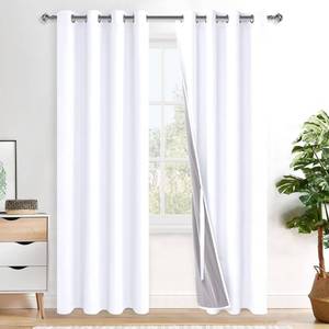lot 7716 image: XWZO Blackout Curtain Panels 52 x 84 In White Grommet Top Set of 2
