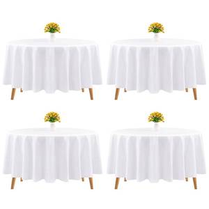 lot 7725 image: Teruntrue 4 Pack White Round Polyester Tablecloth 90 Inch