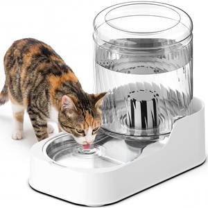 lot 7757 image: JUNSPOW Automatic Cat Water Dispenser 3L with Stainless Steel Bowl