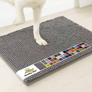 lot 7768 image: Muddy Mat Indoor Microfiber Chenille Entryway Door Mat Grey 30 x 19 In