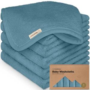 lot 8010 image: KeaBabies Baby Washcloths 6 Pack 10x10 Inch Bamboo Viscose Aegean Blue