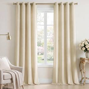 lot 8013 image: StangH Beige Velvet Light Dimming Curtains W52 x L90 2 Panels