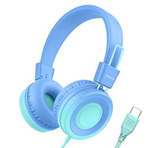 lot 8022 image: Bywulanda Kids On-Ear Headphones USB-C 94dB Volume Limit Gradient Blue