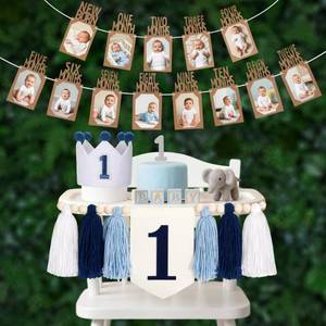 lot 8357 image: Coziyee Baby Boy First Birthday Decoration Set Blue