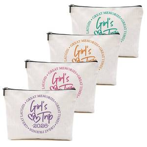 lot 8374 image: BQXH Makeup Bag 4-Pack Cotton Linen Cosmetic