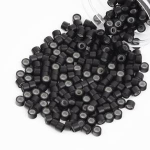 lot 8376 image: Vlasy 4mm Silicone Lined Hair Extension Beads, 200Pcs Dark Brown