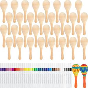 lot 8409 image: NEBURORA Mini Unfinished Wooden Maracas 6 Pcs with Multicolor Pens