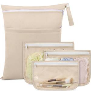 lot 8412 image: Abbylike Waterproof Wet Dry Bag Set 4 Pcs 12x14 Beige