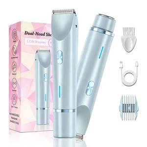 lot 8443 image: Debark 2-in-1 Bikini Trimmer for Women IPX7 Waterproof Electric Razor Blue