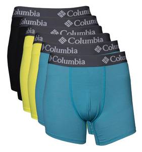 lot 8455 image: Columbia Mens Performance Boxer Brief 6-Pack, TealNeon GreenBlack, Small