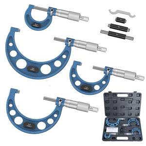 lot 11059 image: HDLNKAK 4-Piece Outside Micrometer Set 0-4 Inch 0.0001 Inch Graduation
