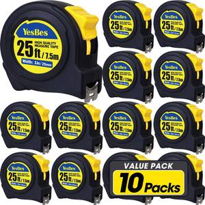 lot 11071 image: YesBes Retractable Tape Measure 25 Ft x 1 In 10 Pack