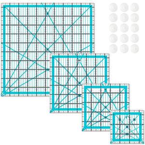 lot 12786 image: LJLJ Square Quilting Rulers 4 Piece Acrylic Set 3.5in 5in 6.5in 10.5in