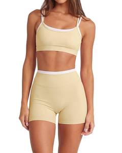 lot 12805 image: SUUKSESS Women Two Piece Workout Set Sports Bra Biker Shorts Yellow Size M