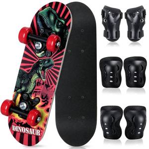 lot 13417 image: Honoson 7 Pcs Skateboard Set with Protective Gear, Dinosaur