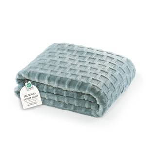 lot 13431 image: CBCHome Velvet Plush Jacquard Tile Throw Blanket 50x60 Aqua