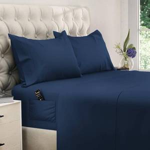 lot 13439 image: Dreamcare Queen Sheet Set Microfiber Navy Blue